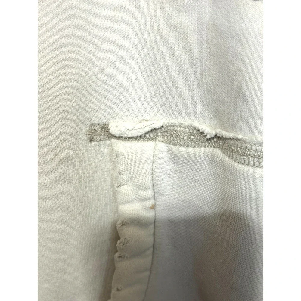 Y2K Hollister Men's Small Vintage Distressed Off White Heavy Weight Logo Hoodie